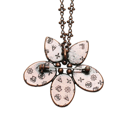 ブローチネックレス 2way オレンジ 花 TAMARUSAN