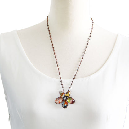 ブローチネックレス 2way オレンジ 花 TAMARUSAN