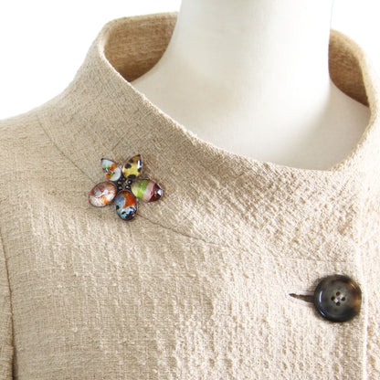 ブローチネックレス 2way オレンジ 花 TAMARUSAN