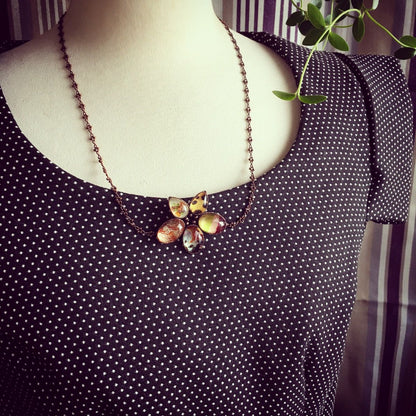 ブローチネックレス 2way オレンジ 花 TAMARUSAN