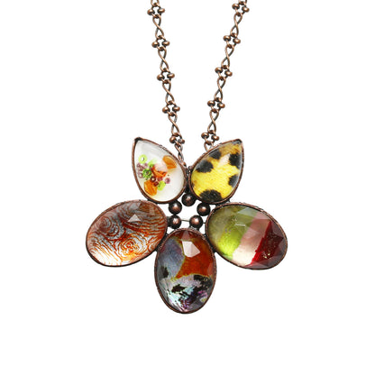 ブローチネックレス 2way オレンジ 花 TAMARUSAN