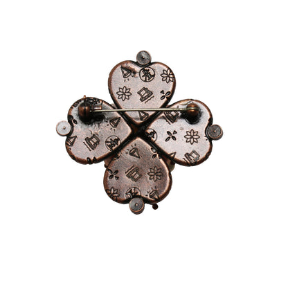 ブローチ 四つ葉 ピンク 淡水パール 渦巻き TAMARUSAN