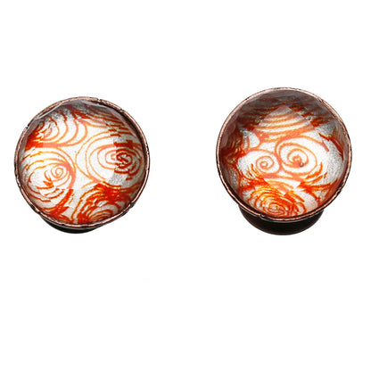 カフスボタン オレンジ 渦巻き アンティーク調 TAMARUSAN