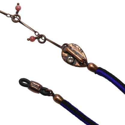 眼鏡チェーン ヤモリ 花 ブルー リボン TAMARUSAN