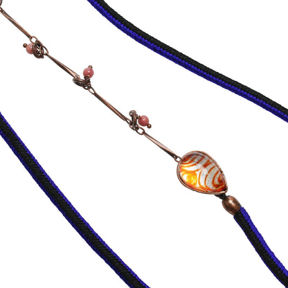 眼鏡チェーン ヤモリ 花 ブルー リボン TAMARUSAN