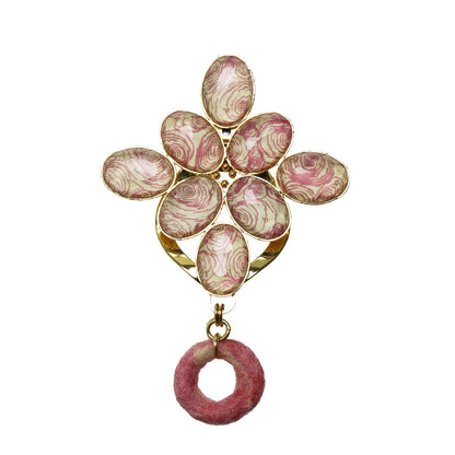 着物用の眼鏡ホルダー ピンク 渦巻き フェルトリング TAMARUSAN