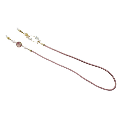 眼鏡チェーン 贈り物 ピンク 薔薇 渦巻き TAMARUSAN