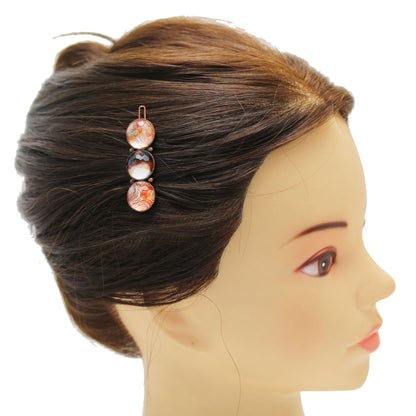 パッチン留め 三毛猫 渦巻き オレンジ パッチン留め