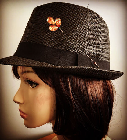 ロングハットピン 渦巻き オレンジ アンティーク風 TAMARUSAN