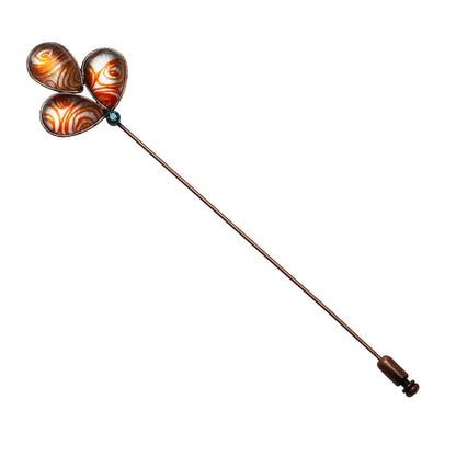 ロングハットピン 渦巻き オレンジ アンティーク風 TAMARUSAN