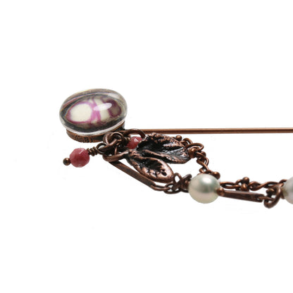 ハットピン 渦巻き ピンク アンティーク調 TAMARUSAN