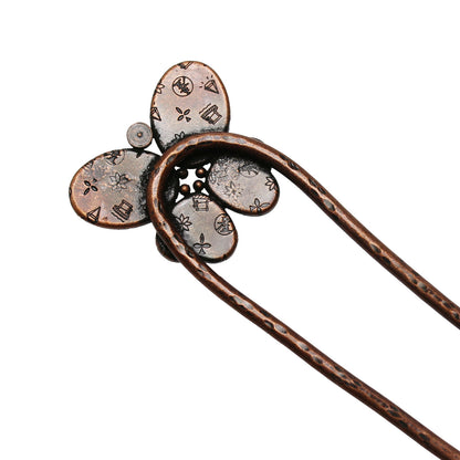 二股かんざし 蝶 オレンジ 渦巻き TAMARUSAN