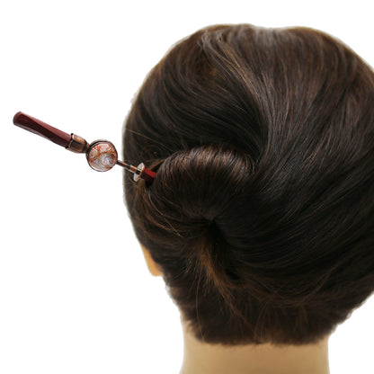 着せ替えかんざし オレンジ 渦巻き 木製 TAMARUSAN