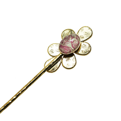 一本挿し かんざし ピンク 渦巻き 24金 一本挿しかんざし