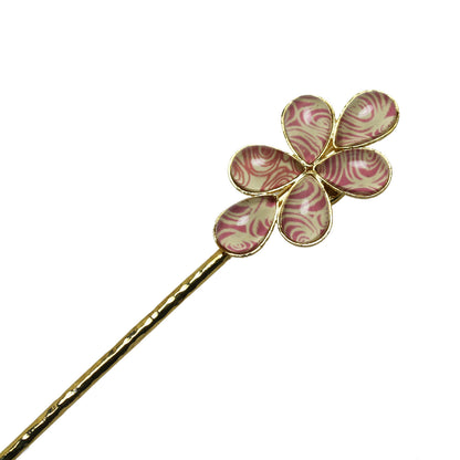 一本挿し かんざし ピンク 渦巻き 24金 一本挿しかんざし