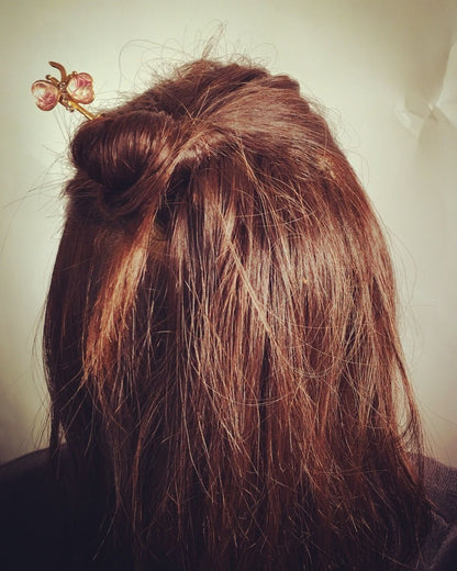 着せ替えかんざし 木製 蝶 ピンク TAMARUSAN