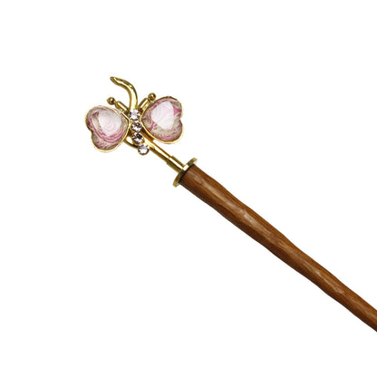 着せ替えかんざし 木製 蝶 ピンク TAMARUSAN