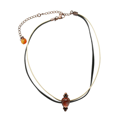 革紐チョーカー 渦巻き オレンジ ２連 TAMARUSAN