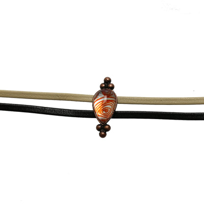 革紐チョーカー 渦巻き オレンジ ２連 TAMARUSAN