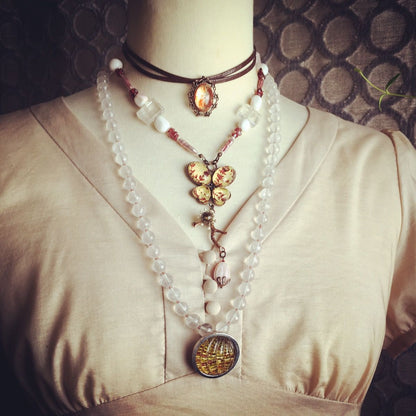 2連 革紐チョーカー 渦巻き オレンジ TAMARUSAN