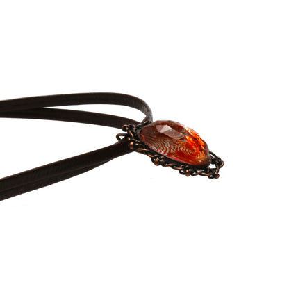 2連 革紐チョーカー 渦巻き オレンジ TAMARUSAN