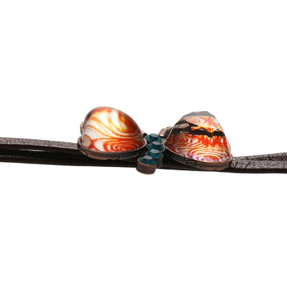 革紐 チョーカー 渦巻き オレンジ 蝶 チョーカー