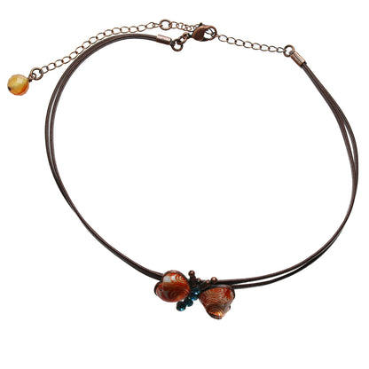 革紐 チョーカー 渦巻き オレンジ 蝶 チョーカー