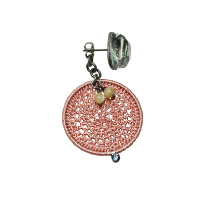 ピアス レース編み 水色 ピンク 絹 TAMARUSAN