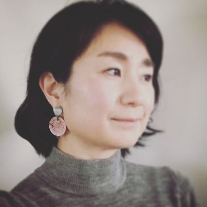 ピアス レース編み 水色 ピンク 絹 TAMARUSAN