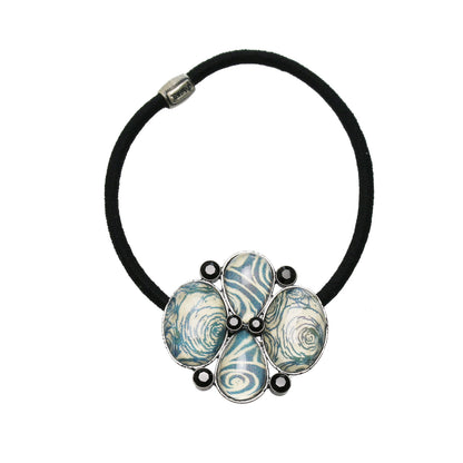 ヘアゴム 和風 渦巻き 水色 贈り物 TAMARUSAN