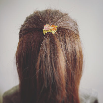 ヘアゴム ピンク オレンジ 渦巻き ハート TAMARUSAN