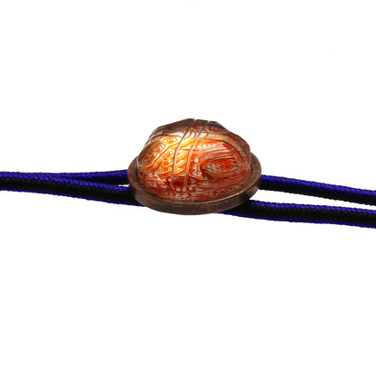 組紐ループタイ 紫 正絹 渦巻き オレンジ TAMARUSAN