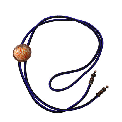 組紐ループタイ 紫 正絹 渦巻き オレンジ TAMARUSAN