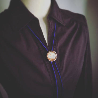 組紐ループタイ 紫 正絹 渦巻き オレンジ TAMARUSAN