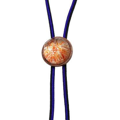 組紐ループタイ 紫 正絹 渦巻き オレンジ TAMARUSAN