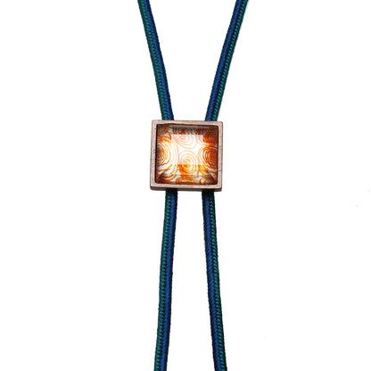 組紐ループタイ 正絹 渦巻き オレンジ 四角 ループタイ