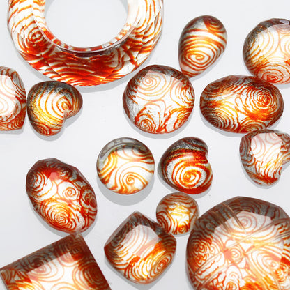 バレッタ オレンジ 渦巻き 和装 TAMARUSAN