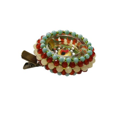 ブローチクリップ ビーズ織り 天然石 TAMARUSAN