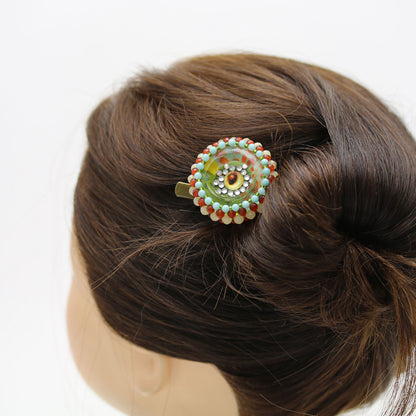 ブローチクリップ ビーズ織り 天然石 TAMARUSAN