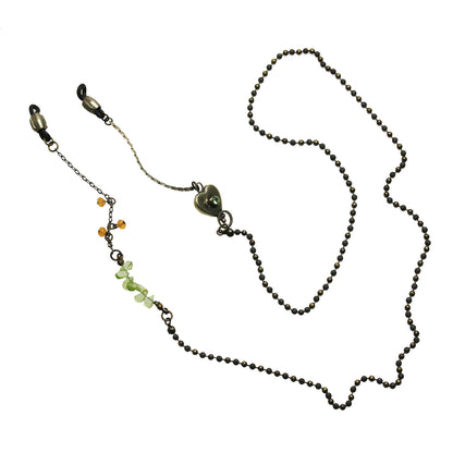 眼鏡チェーン 菊 ペリドット 黄緑 ネックレス