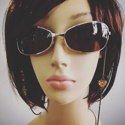 眼鏡チェーン 菊 ペリドット 黄緑 ネックレス