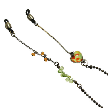 眼鏡チェーン 菊 ペリドット 黄緑 ネックレス