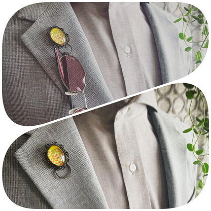 眼鏡ホルダーピンブローチ 菊 男女兼用 マルチカラー 眼鏡ホルダーブローチ