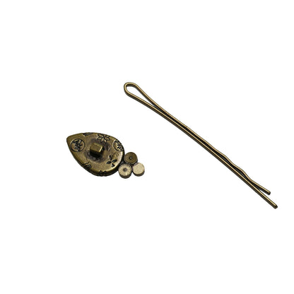 ヘアピン ラインストーン 菊 オレンジ 高級ヘアピン