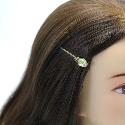 ヘアピン ラインストーン 菊 オレンジ 高級ヘアピン