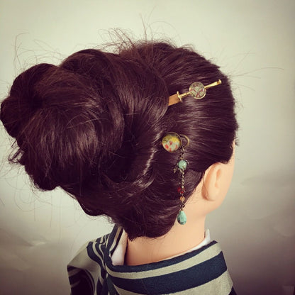 着せ替えかんざし 水面 水色 24金 木製 TAMARUSAN