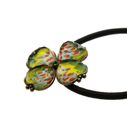 ヘアゴム 四つ葉 花 菊 高級 緑 TAMARUSAN