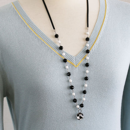 眼鏡ホルダー ネックレス オニキス 白黒 2way 眼鏡ホルダー