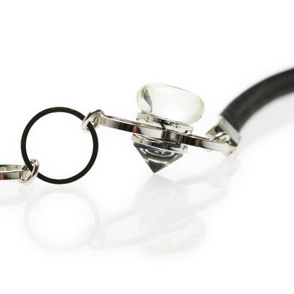 眼鏡チェーン 男性 黒 オニキス 革ひも TAMARUSAN