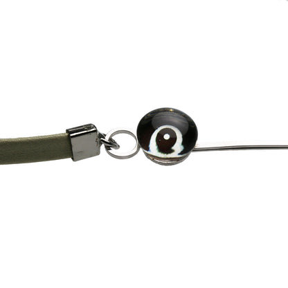 ヘアピンヘアバンド 白黒 革紐 ヘッドバンド